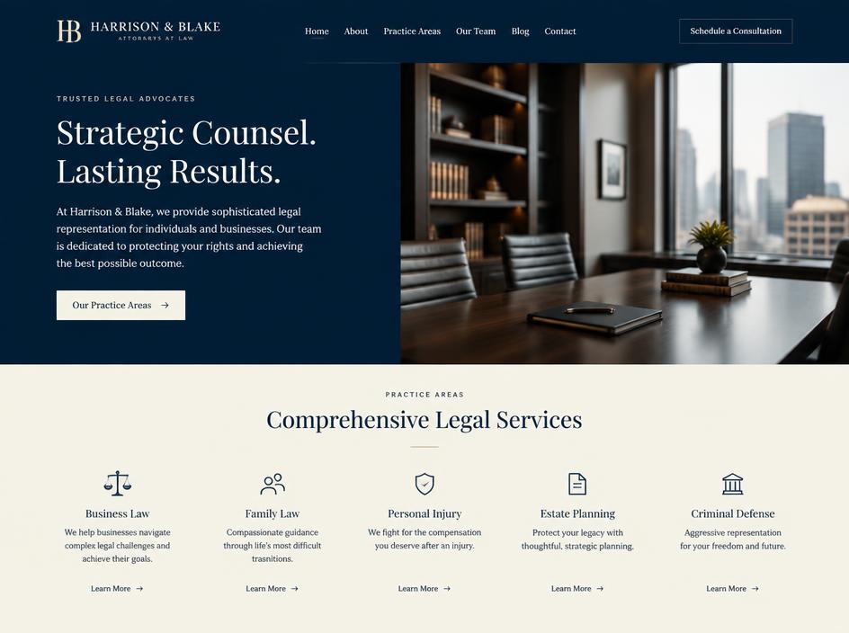 Mockup de sitio web para abogado