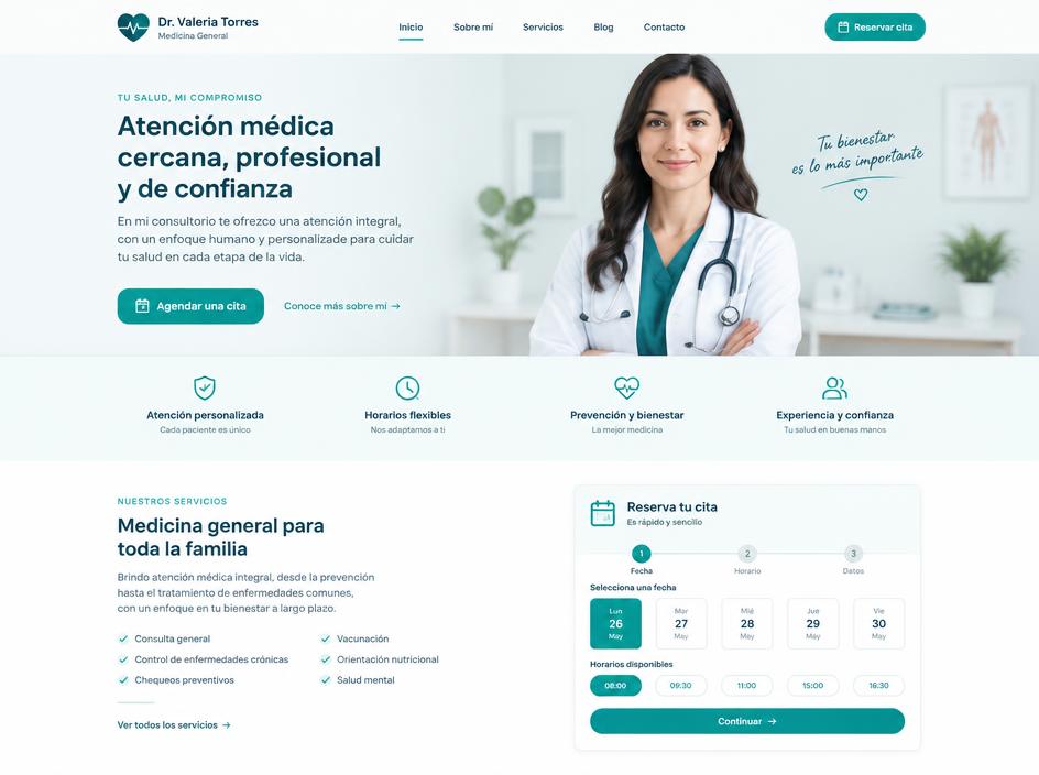 Mockup de sitio web para médico